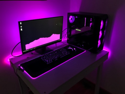 My gaming PC at the time (#b524ea is king!)