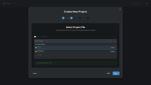 File picker in the project creation wizard