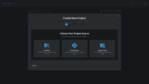 Project creation wizard
