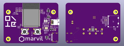 The first design (front and back) in KiCad 3D Viewer