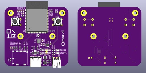 The second design (front and back) in KiCad 3D Viewer