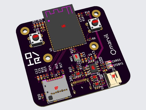 A 3D render of the Omoidase PCB